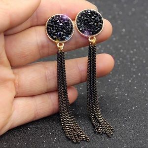 🖤 Druzy Elegant Black Drop Trendy Earrings 🖤